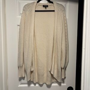 Express Cream Open-Front Knit Cardigan | Size M